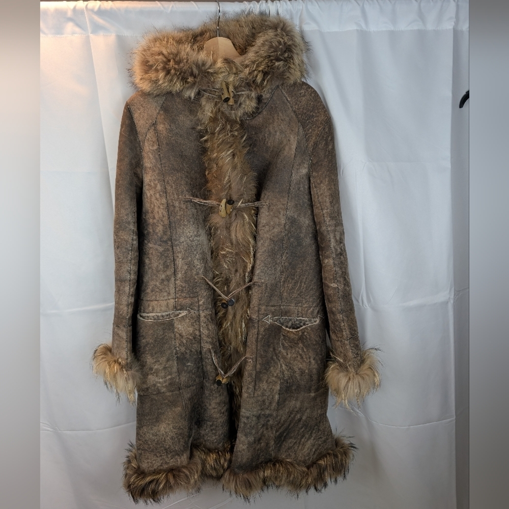 Joie Fur Trimmed Real Shearling Coat Size M In EUC